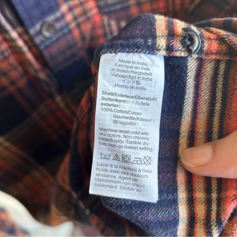 Sewn For J Crew Men's Plaid Flannel Button Down Size Medium Tall 100% Cotton